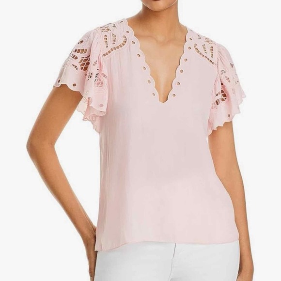 Ramy Brook Rochelle Scalloped Eyelet Candy Pink 
Top - Picture 7 of 10